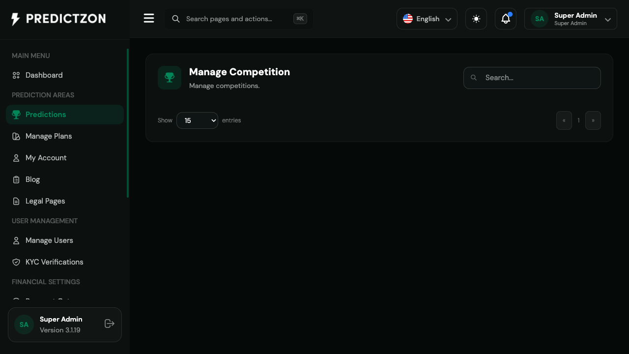 Manage Competitions