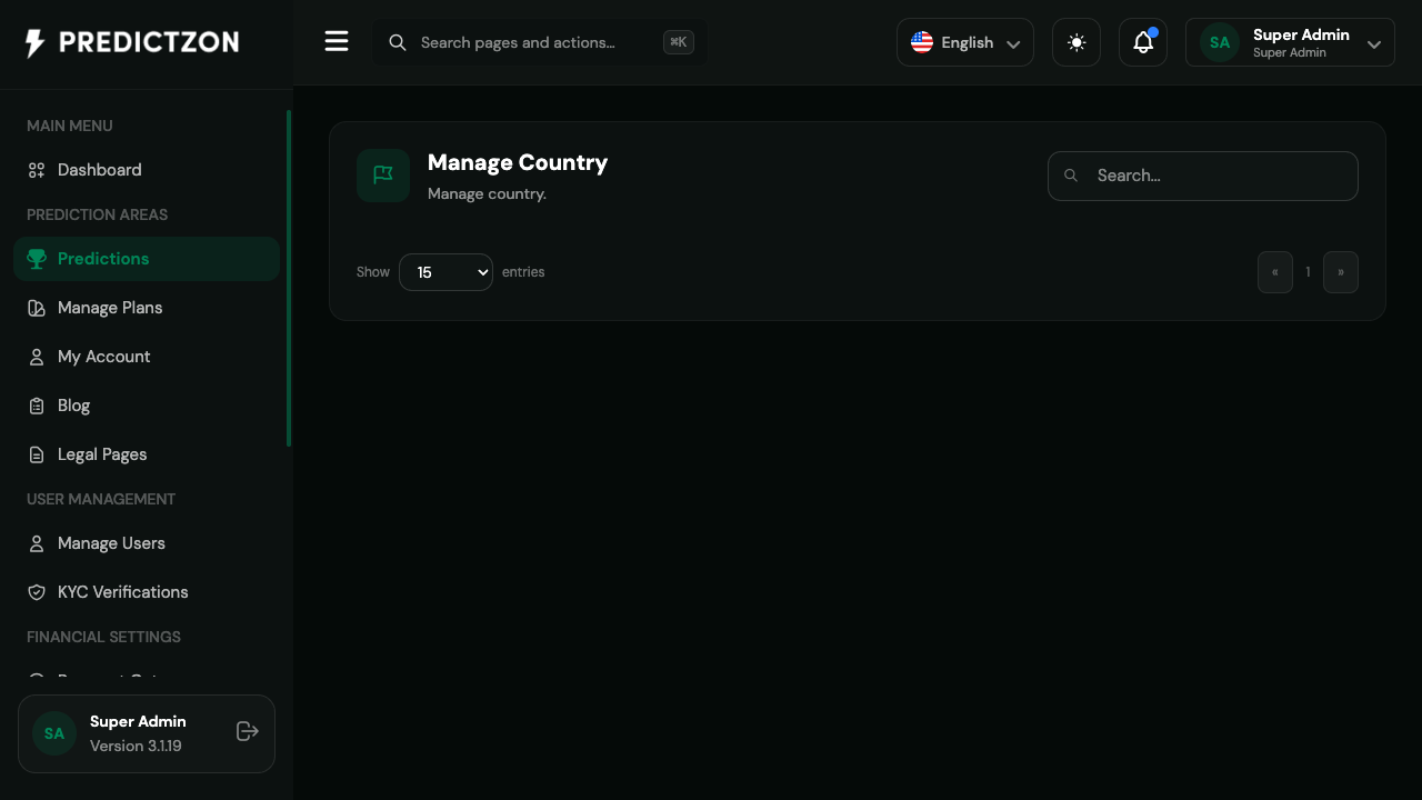 Manage Countries