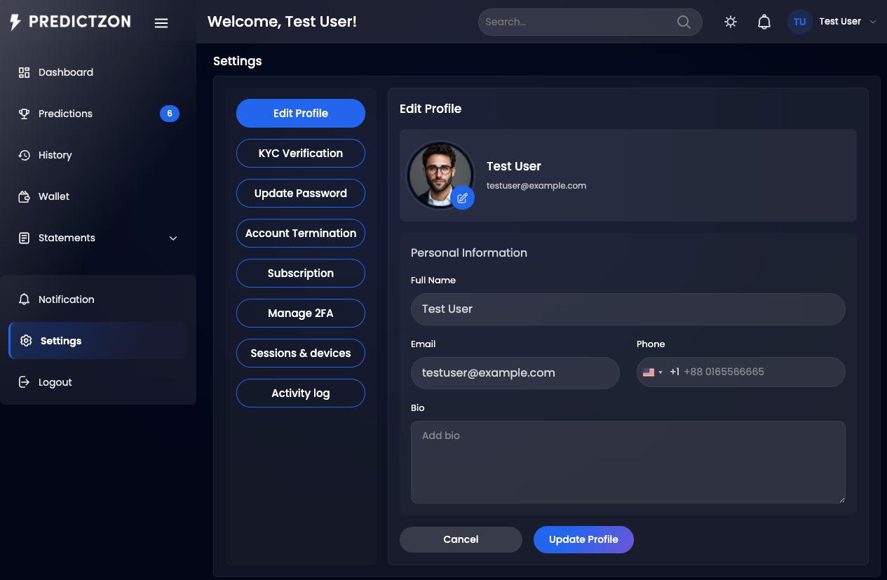 Profile Settings