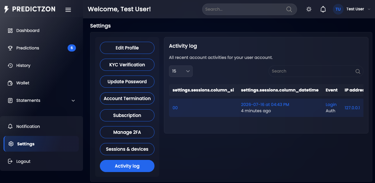 Activity Log