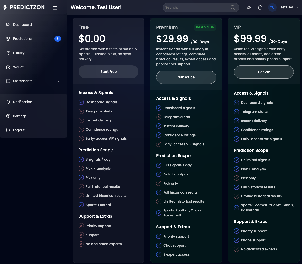 Plans & Subscriptions
