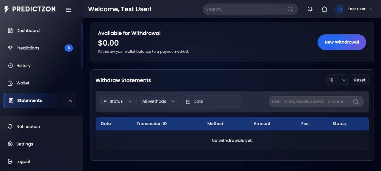 Withdrawal History